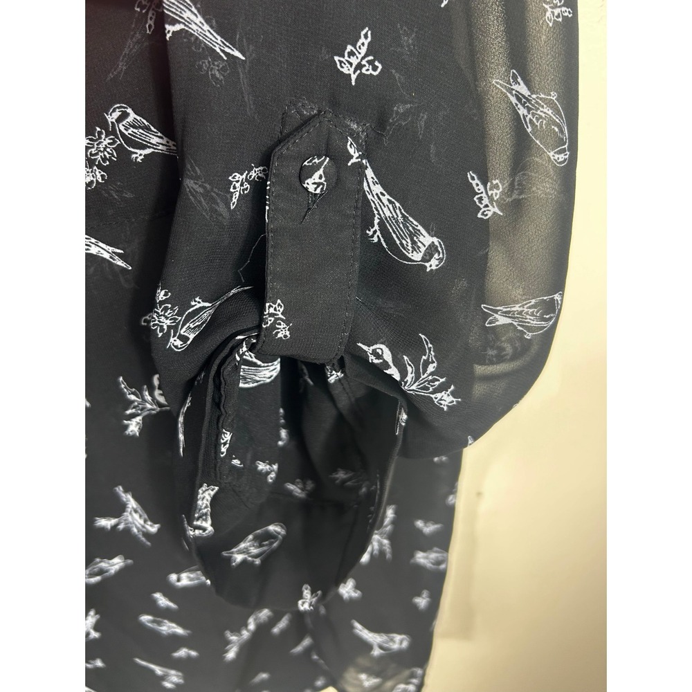 Whimsical Torrid Black Novelty Bird Print Sheer Top Plus Size 2X Nature Dainty - Picture 6 of 12